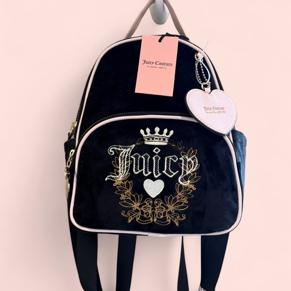 Juicy Couture Black and Gold Embroidered Backpack